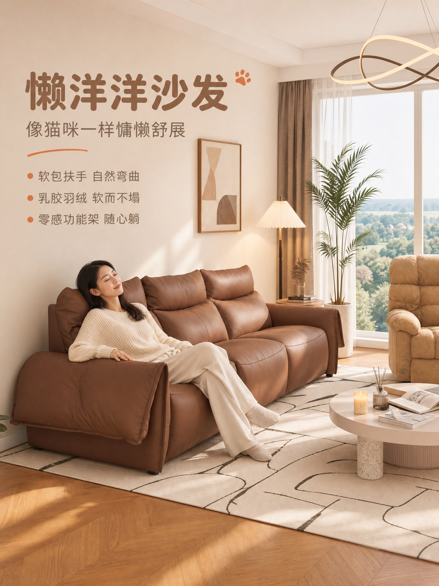[主图-1] 主题：懒洋洋沙发 慵懒美学空间场景首图。唯一任务… - 图片创意预览
