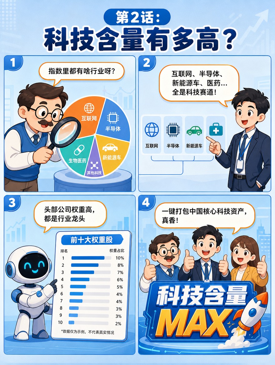 [商品] 无实物商品，为恒生科技ETF投资者教育内容，四宫格漫… - 图片创意预览