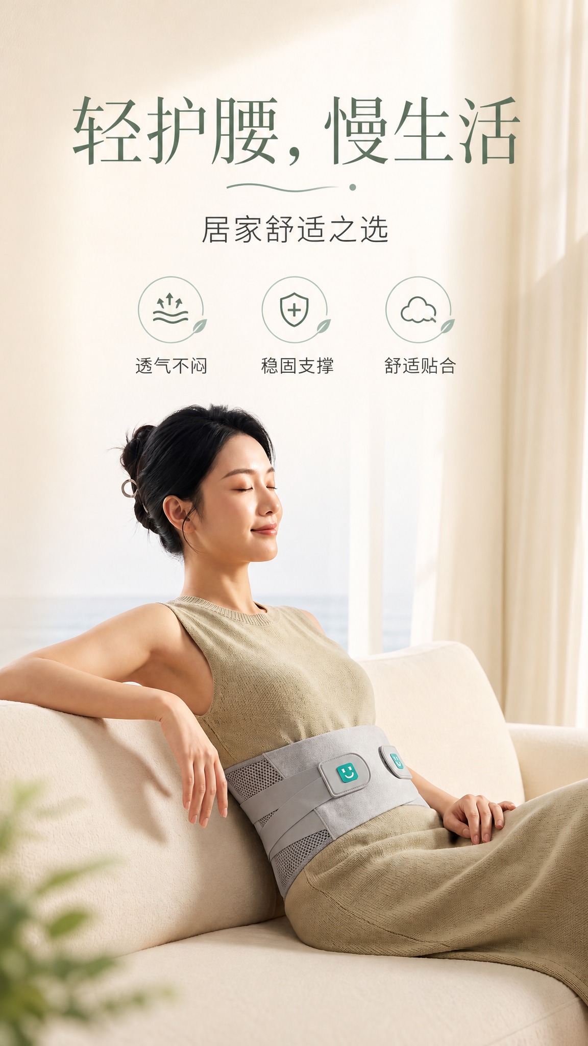 基于上传的护腰带商品图，制作一张9:16竖版简约高级风格的商品… - 图片创意预览