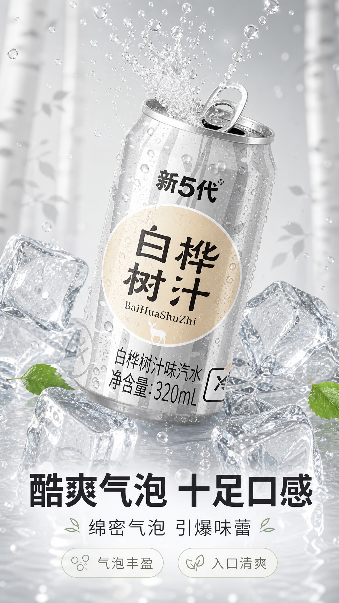 [商品] 使用【图1】白桦树汁风味汽水银色易拉罐，罐身倾斜约3… - 图片创意预览