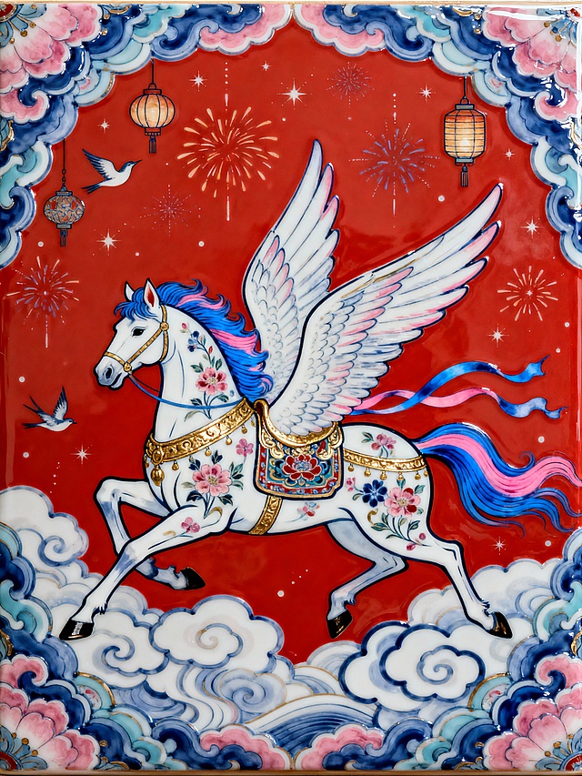 马年瓷板画