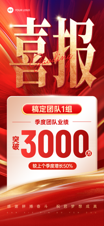 金融保险马年业绩喜报全屏竖版海报预览效果