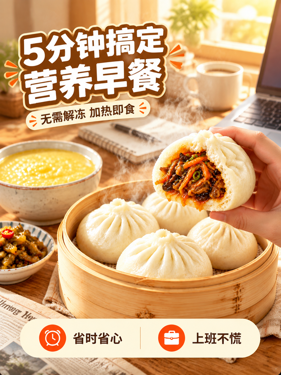 [商品] 使用【图1】鱼香肉丝包子；保留蒸笼、包子造型、小米粥… - 图片创意预览