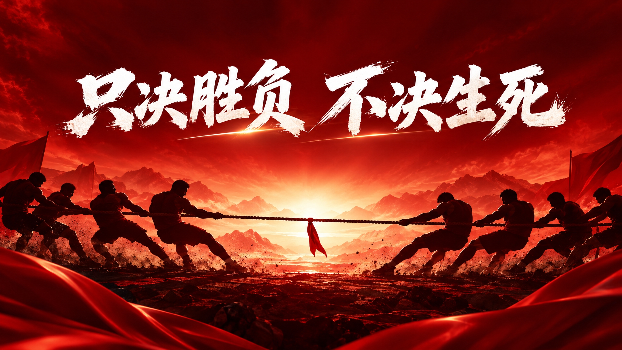 一页大气磅礴的PPT封面设计，深红色渐变背景，画面中央偏上位置… - 图片创意预览