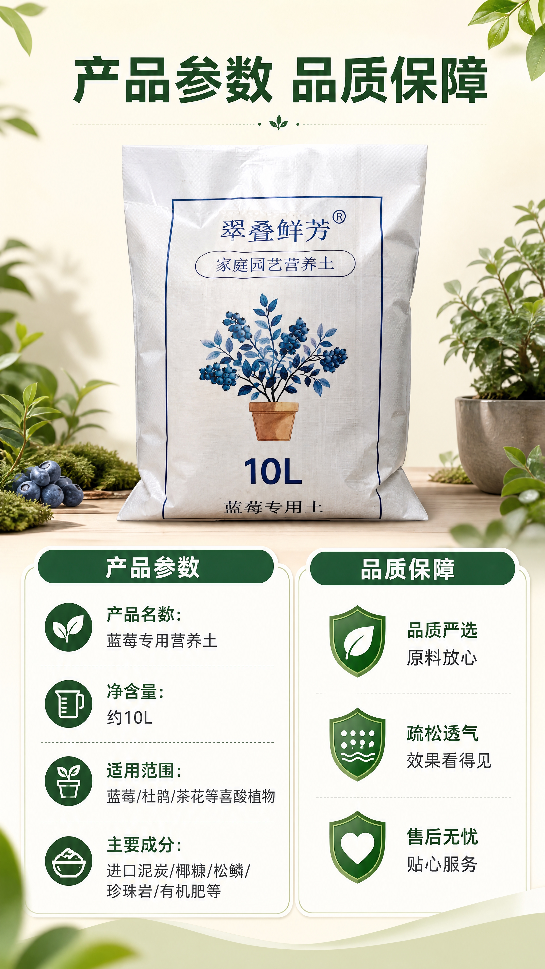 [商品] 使用【图3】翠叠鲜芳蓝莓专用营养土10L包装袋；保留… - 图片创意预览