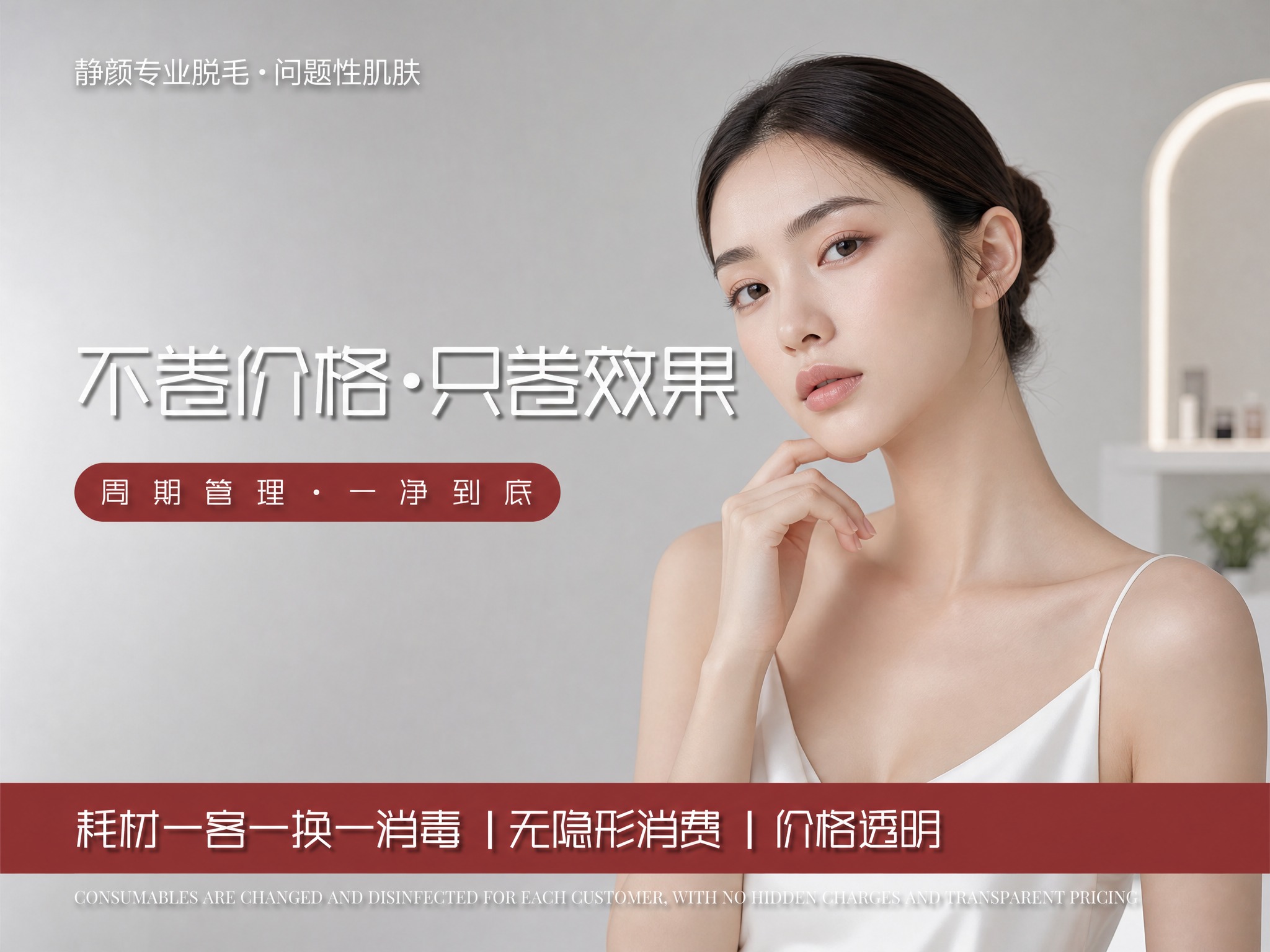 基于参考图重新设计为抖音门店头图，4:3横版比例，专业皮肤管理… - 图片创意预览