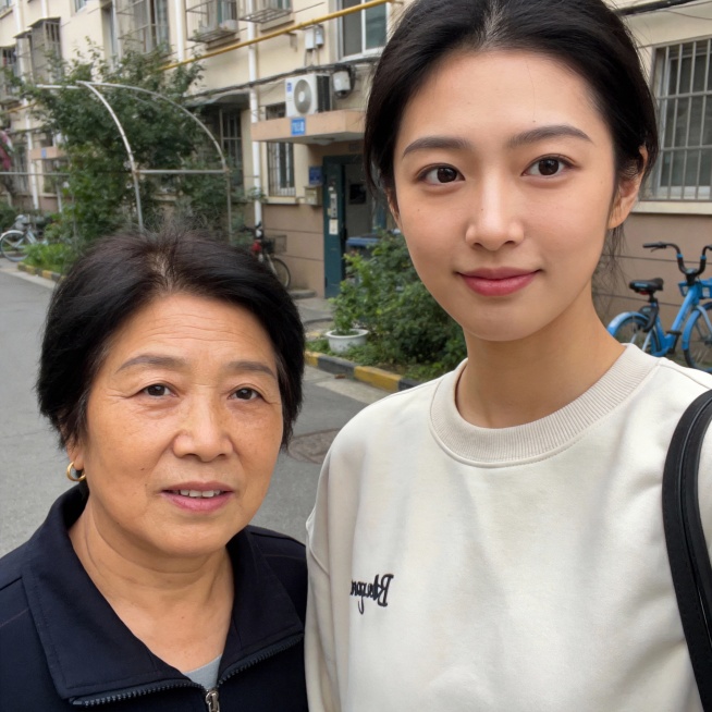 日常生活快照，非特定构图与打光，随手一拍的感觉，真实场景，一对中国母女，50岁的母亲和25岁的女儿，不同风格的母女，逼真，现实感，真人感，母女合影。生成20张预览效果