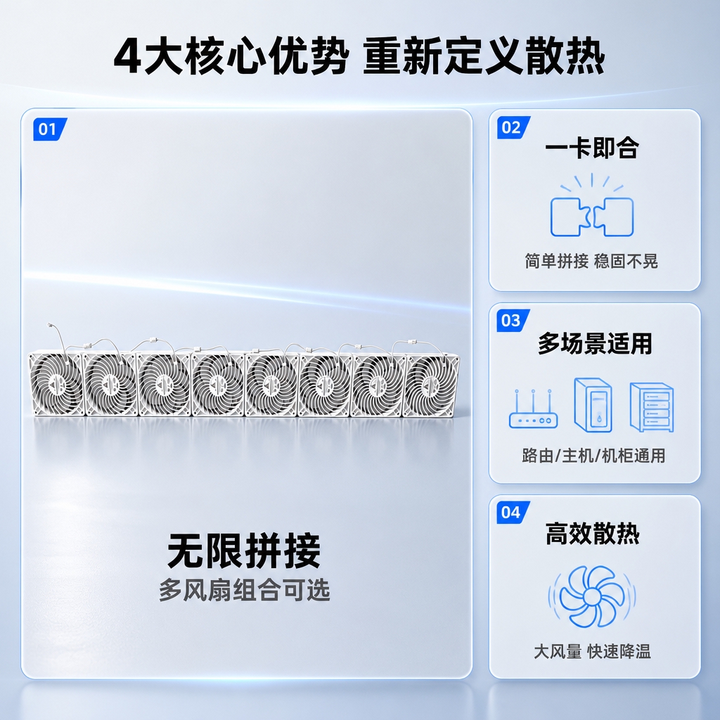 [商品] 使用【图1】积木式无限拼接散热风扇（8扇长条形组合形… - 图片创意预览