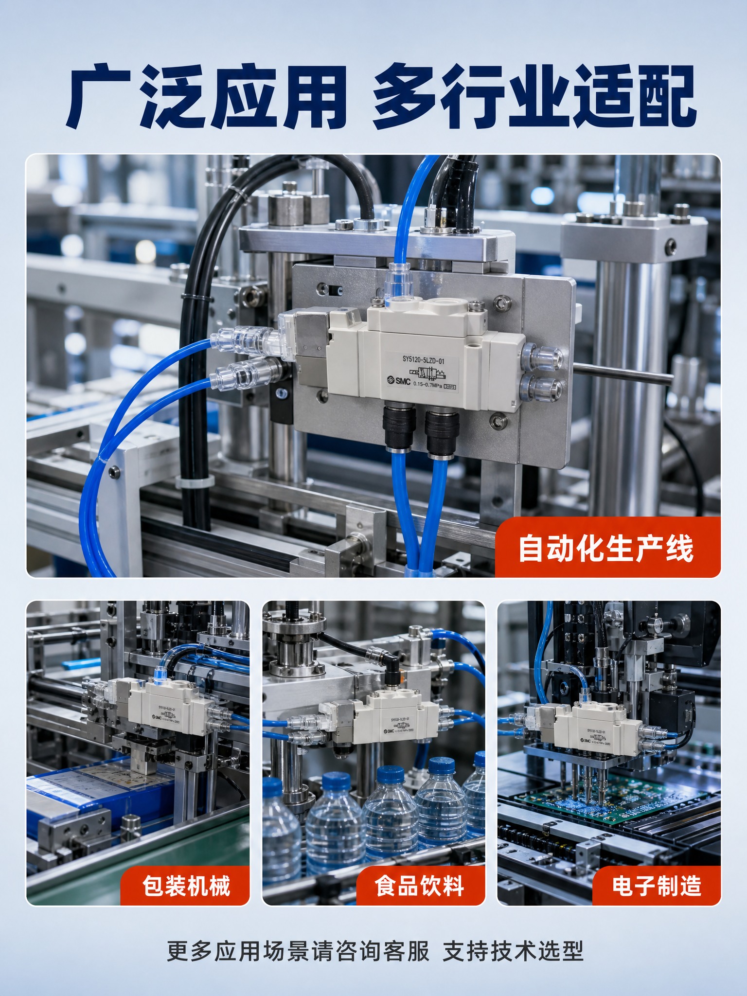 [详情-4] SMC电磁阀应用场景，多行业多场景适配展示。 [… - 图片创意预览