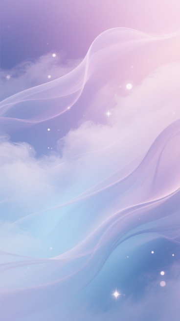 弥散风格背景，柔和渐变的粉紫色调与淡蓝色交织，轻盈的云雾状纹理自然流动，明亮的光斑如星辰般点缀其间，整体呈现梦幻、朦胧而通透的视觉效果，色彩过渡平滑细腻，营造出宁静而浪漫的氛围，抽象的流体形态充满柔和的动感与层次感。预览效果