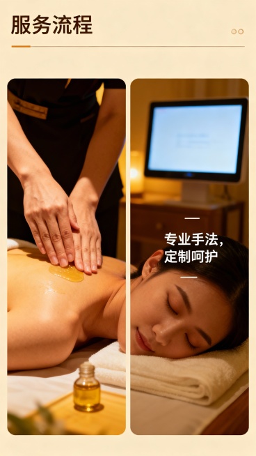 生成50张移动spa的图片，图片可以加入一些文字预览效果