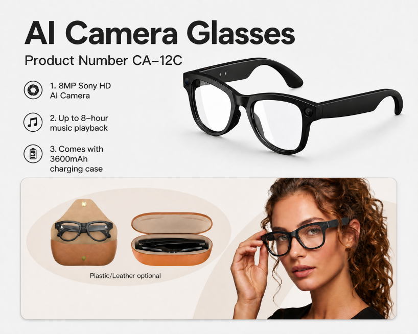 调整AI Camera Glasses海报尺寸为940x788，保持原有内容和构图不变预览效果