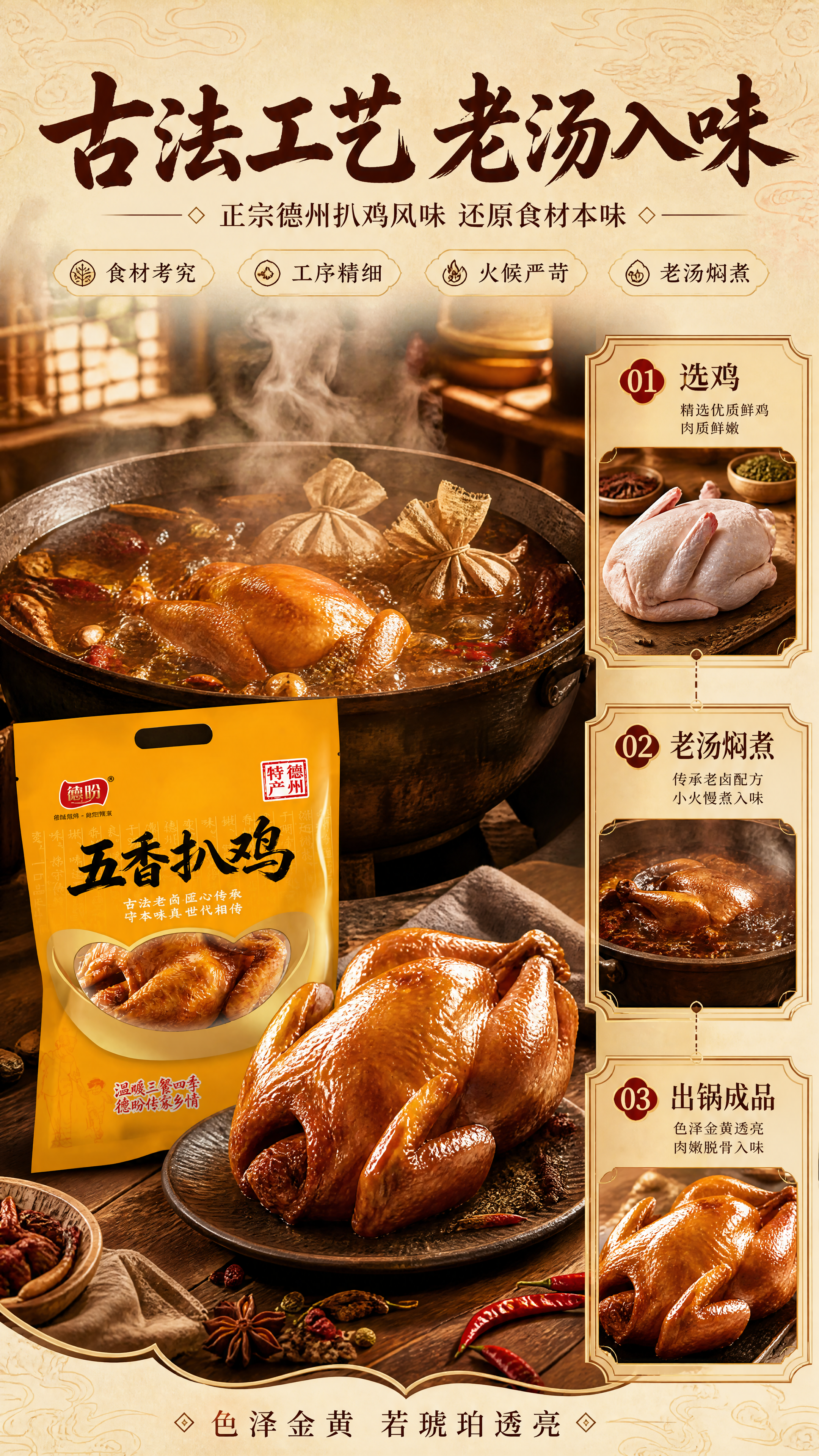 [商品] 使用【图1】德盼五香扒鸡黄色包装袋；保留包装袋整体结… - 图片创意预览