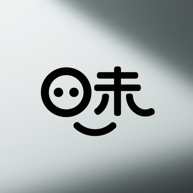 设计一个logo，用“口未”2个字设计，口字设计成一个笑脸预览效果