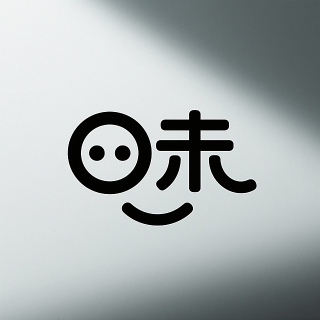 设计一个logo，用“口未”2个字设计，口字设计成一个笑脸