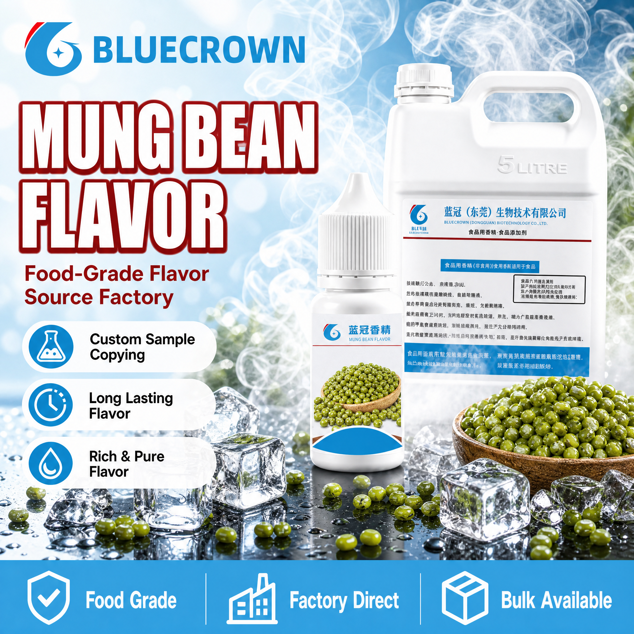 [单张主图] BLUECROWN 绿豆味食用香精跨境电商主图，… - 图片创意预览