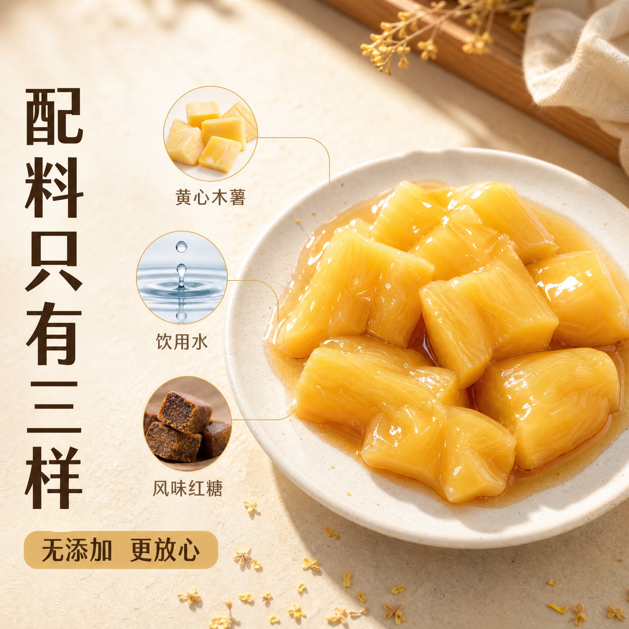 [主图-3] 即食黄心木薯 配料干净 成分透明 只有木薯水红糖… - 图片创意预览