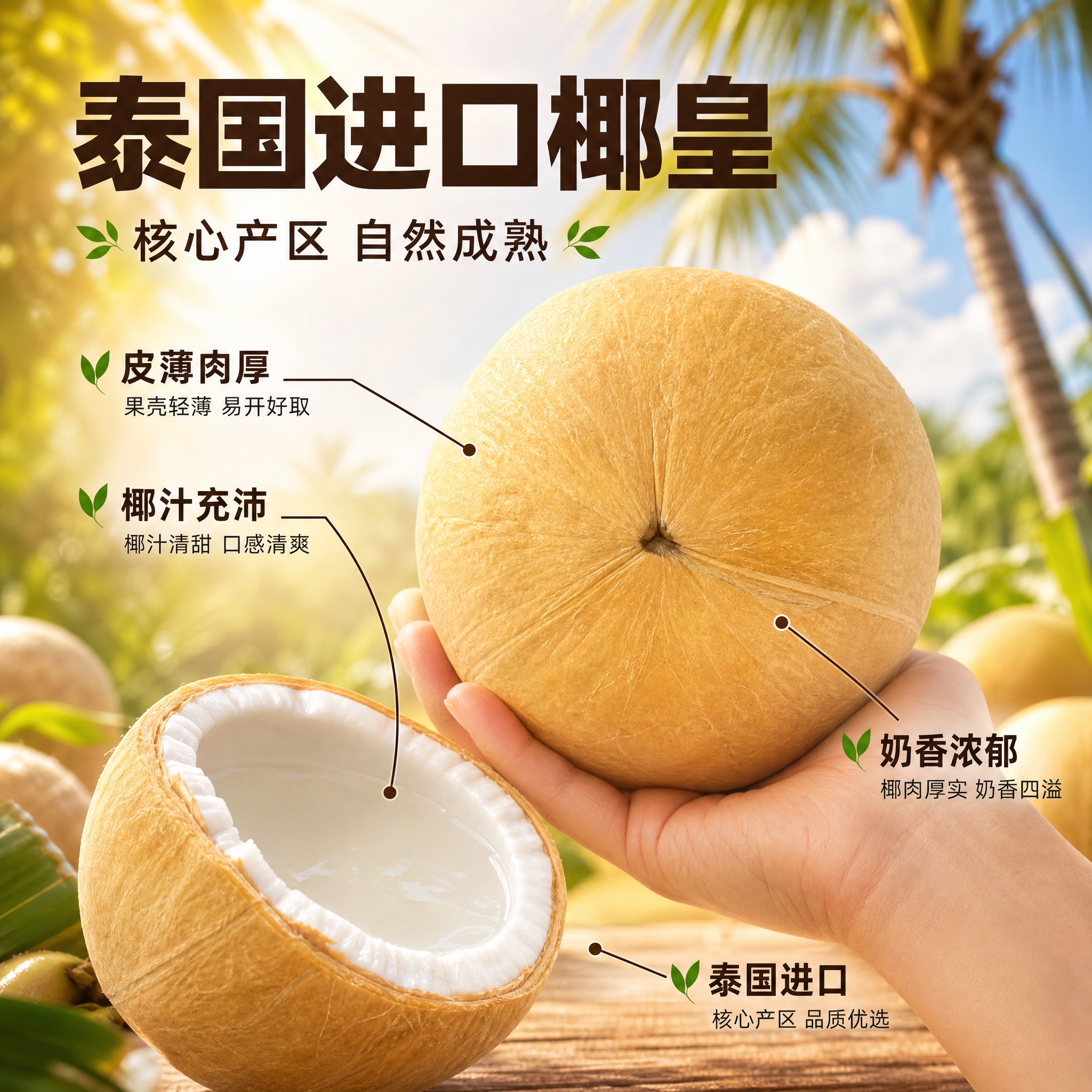 [主图-2] 泰国椰皇产地溯源与品质展示 突出泰国进口核心产区… - 图片创意预览