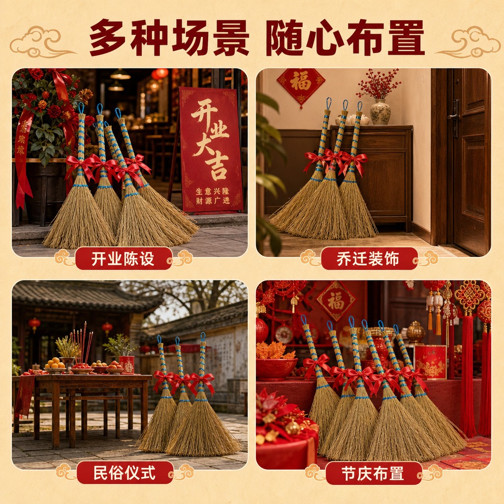 [商品] 使用【图3】【图5】糯稻草蓝绳捆扫把配红绳（多支展示… - 图片创意预览