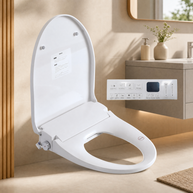 [主图-1] Smart Toilet Seat product scene main image.  [Atmosphere style] Home healing style, warm and预览效果