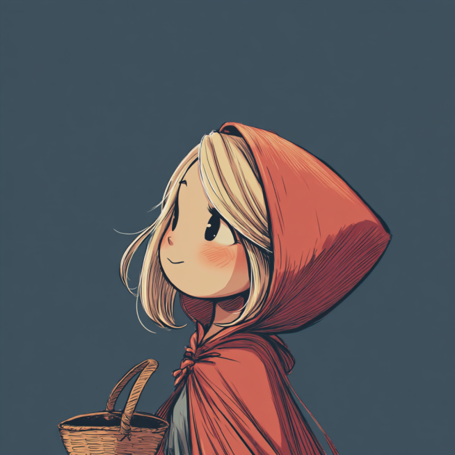 chibi little red riding hood, 1:1 headshot, blonde hair, red hooded cape, soft pink blush on cheeks,预览效果