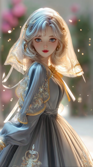 masterpiece, best quality, 8k, ultra-detailed, CG anime girl, full body shot, slender figure, gray t预览效果