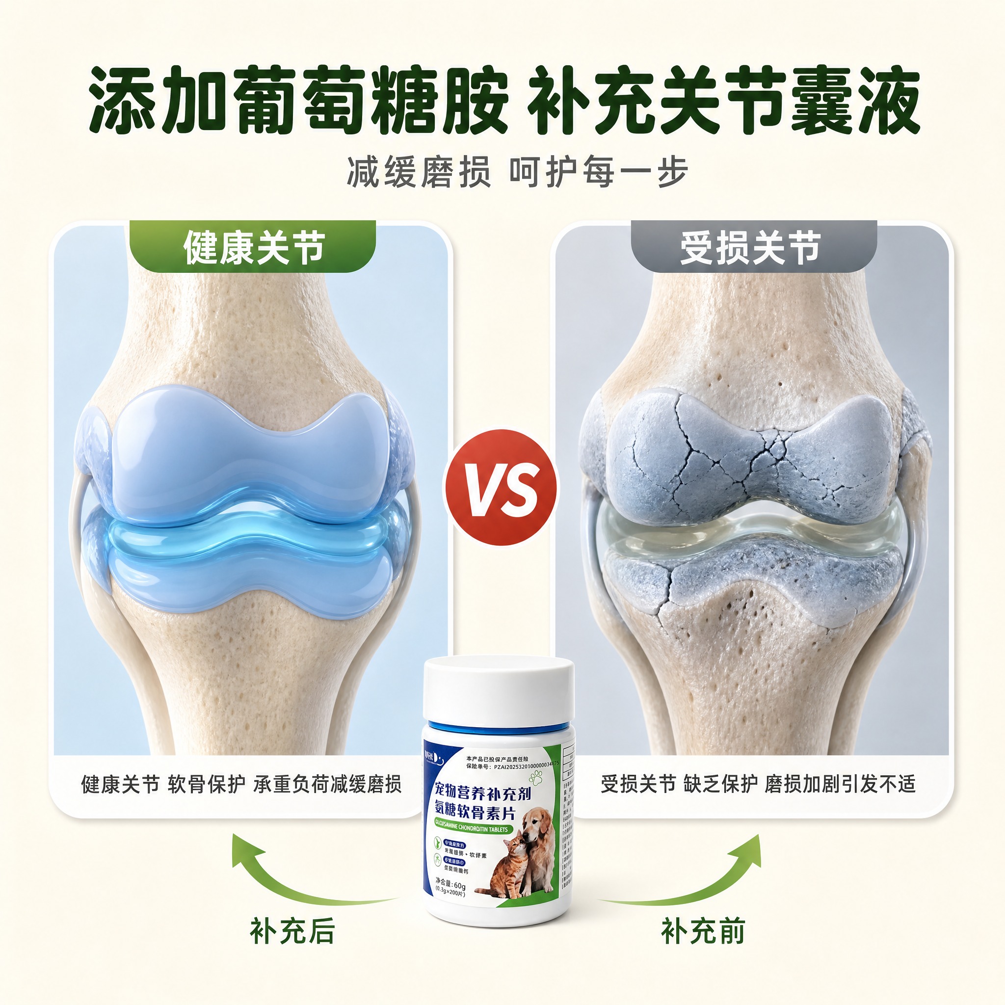 [主图-3] 作用机理对比图，核心任务：展示葡萄糖胺补充关节囊… - 图片创意预览