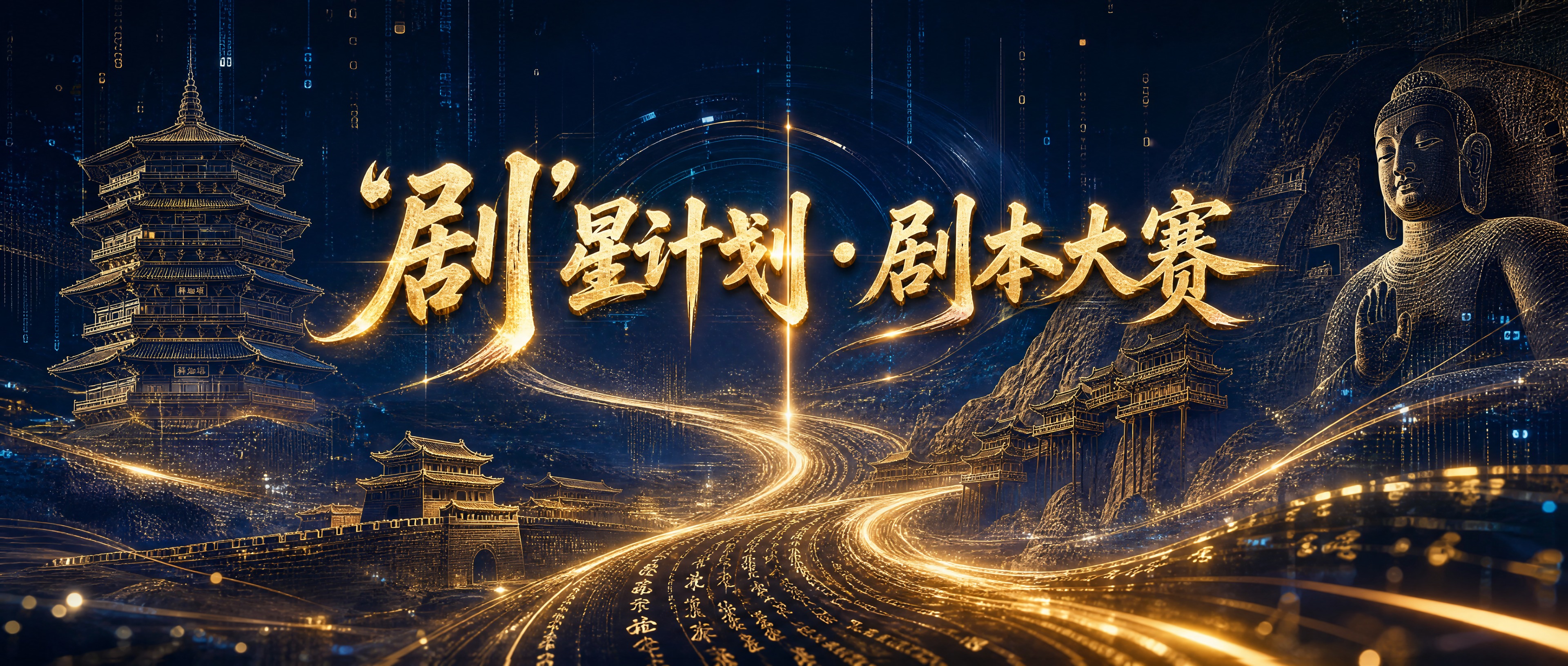 "剧"星计划·剧本大赛主视觉海报设计，2.35:1超宽屏比例。… - 图片创意预览