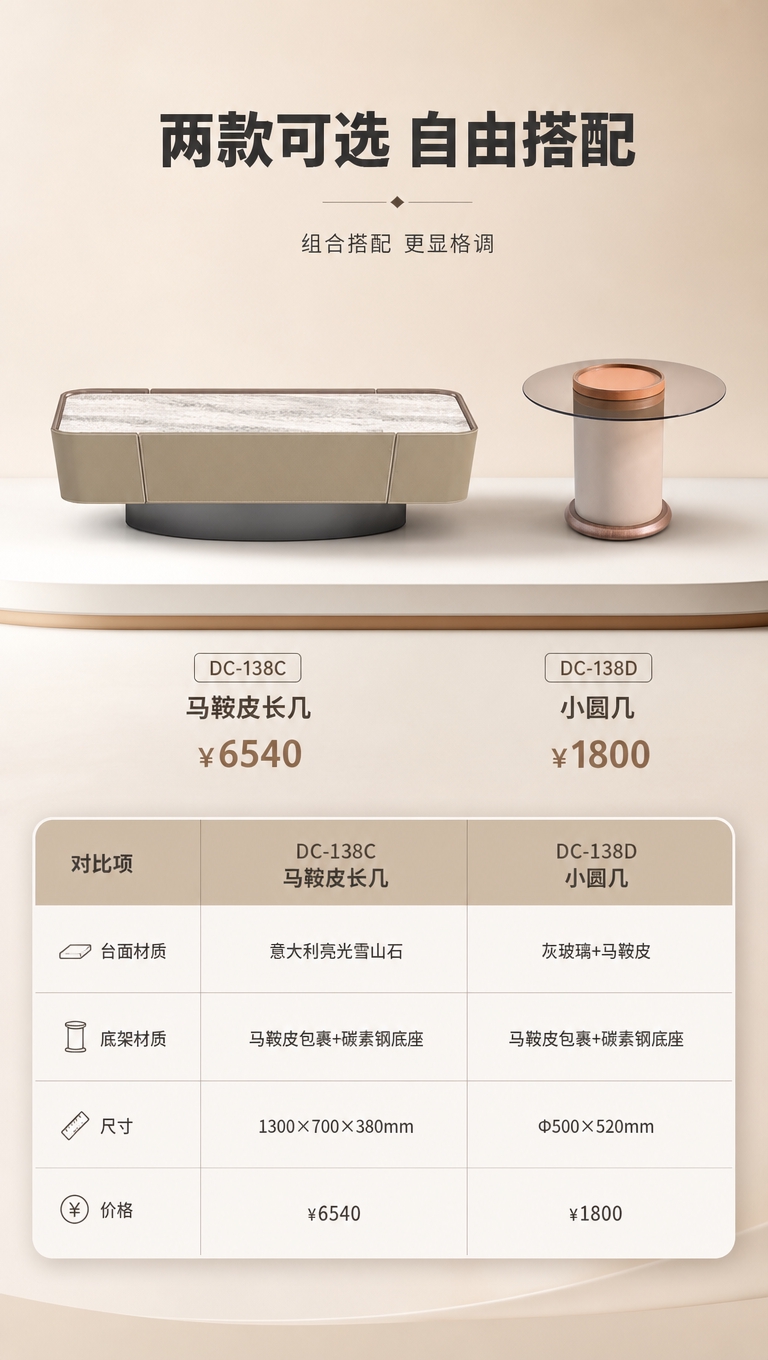 [商品] 使用【图1】右侧马鞍皮长几（DC-138C）和左侧小… - 图片创意预览