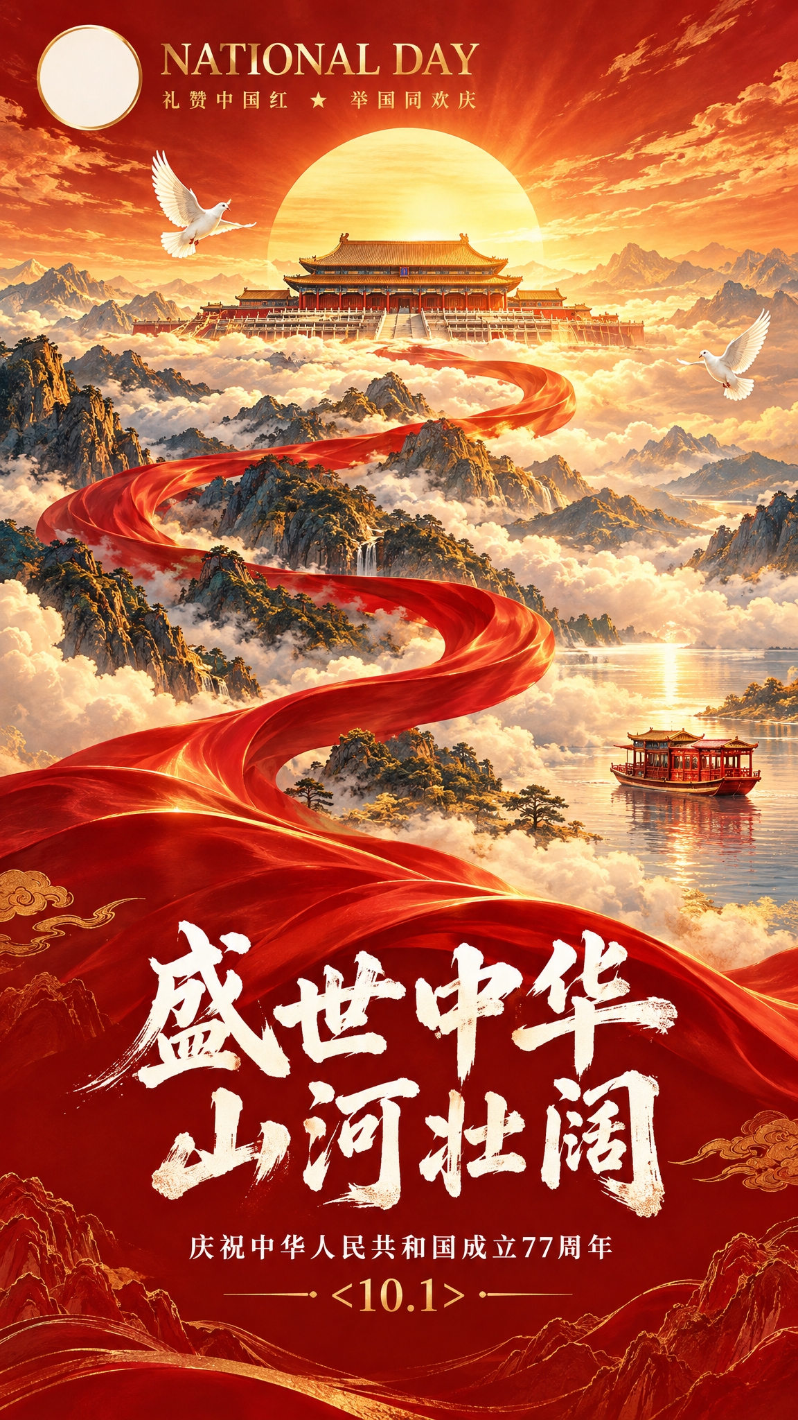竖版9:16，新中式国风数字插画，8K超清，细腻笔触，哑光质感… - 图片创意预览
