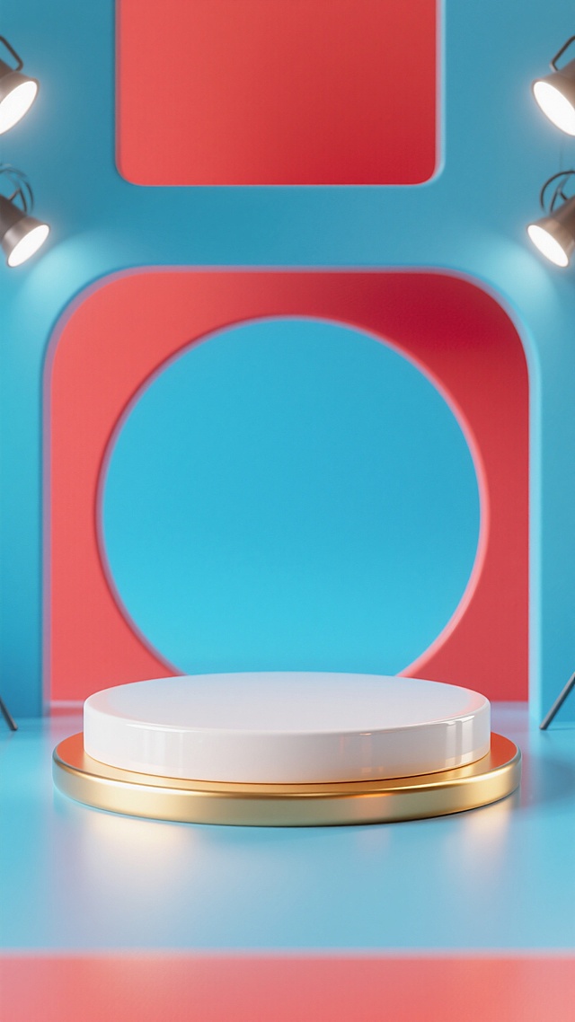 现代感3D风设计，几何元素与鲜艳色彩结合，简约时尚，展现未来科技感。