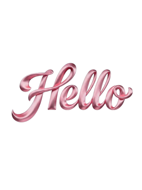 参考图中的字体效果，生成Hello字体参考图，Hello为粉色丝绸缎带质感的立体艺术字，背景为黑色到粉色渐变深色背景，整体风格精致高级，光影柔和，质感细腻预览效果