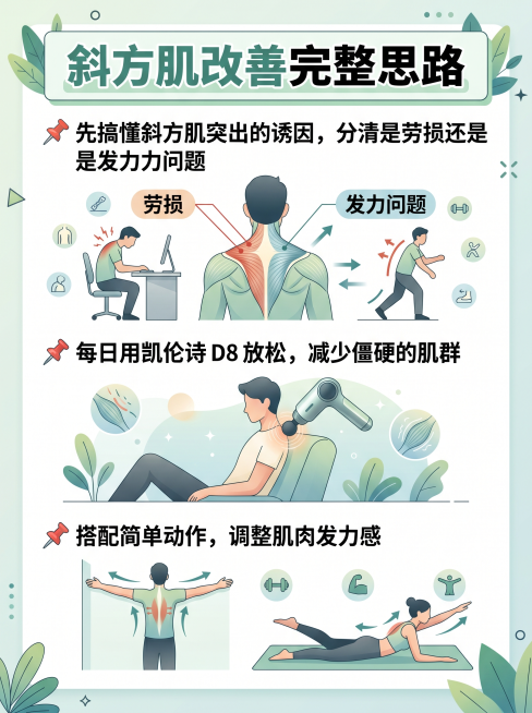斜方肌突出别再乱练了！这样做更好💡

文案：是不是总觉得肩颈臃zhong、脖子显短，整个人看着壮壮的，体态一点都不舒展？其实很多时候并不是身材的问题，而是斜方肌长期紧绷、日常发力习惯出错导致的😣预览效果