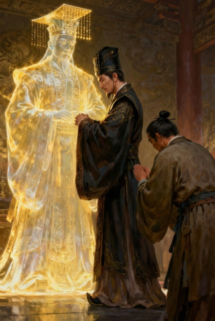 这张好，能不能让这个人侧身面向皇帝但也同时关注民生？预览效果