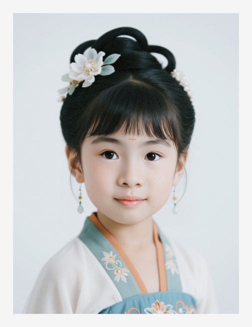 一个女生，白色背景预览效果