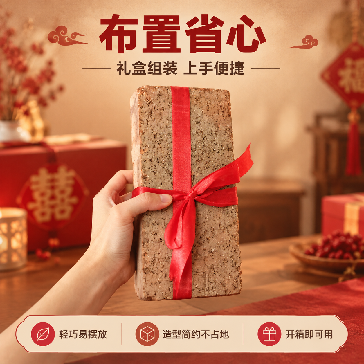 [商品] 使用【图2】红砖捆红绳喜庆摆件（手持款）；保留红砖长… - 图片创意预览