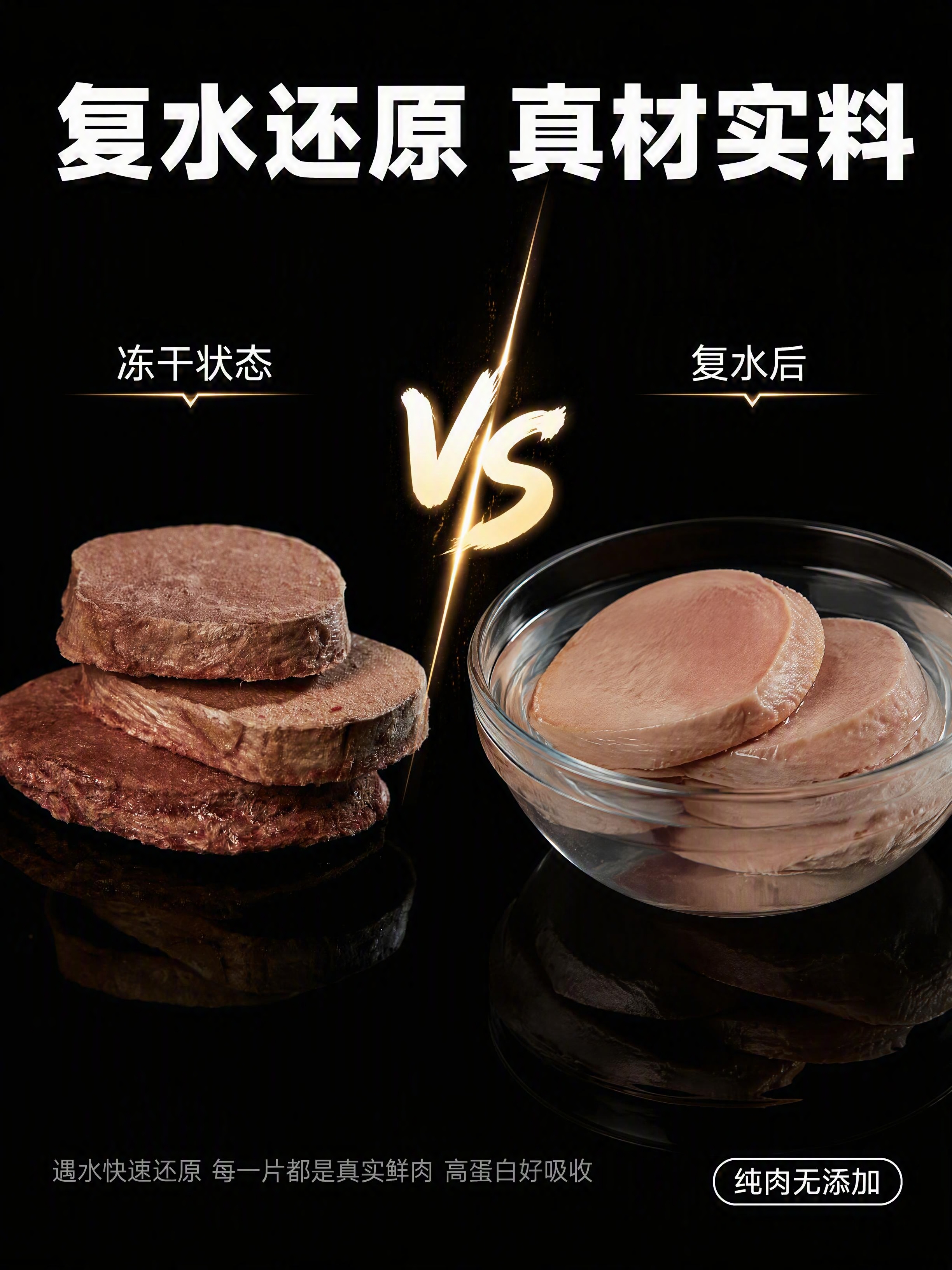 [第7张] 复水还原展示-冻干猪宝片复水前后对比真材实料证明。… - 图片创意预览