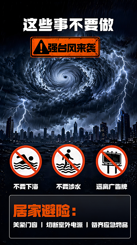 台风预警 台风警报 手机海报