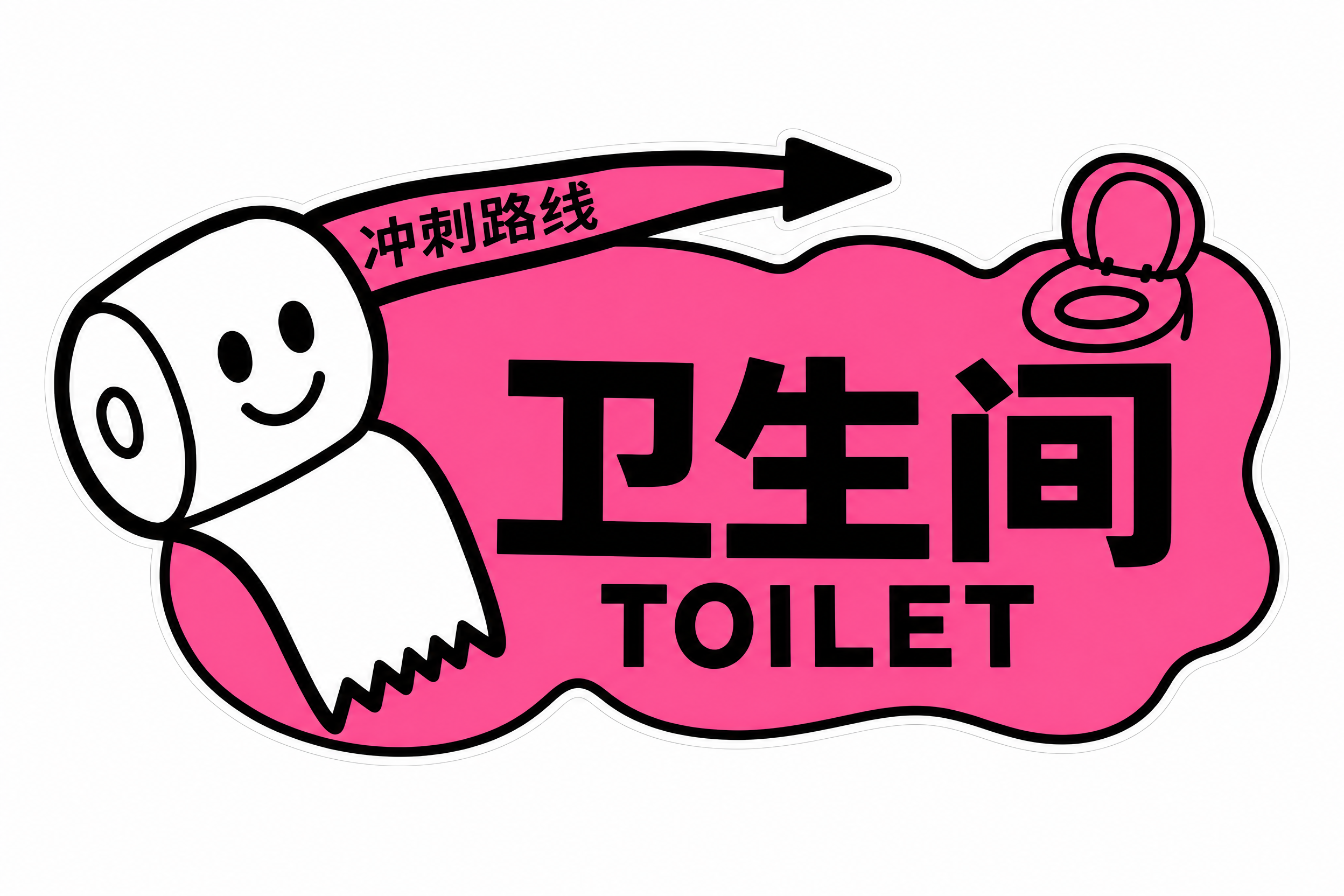参考这张参考图的风格与结构，重新设计一块全新的原创卫生间导视牌… - 图片创意预览