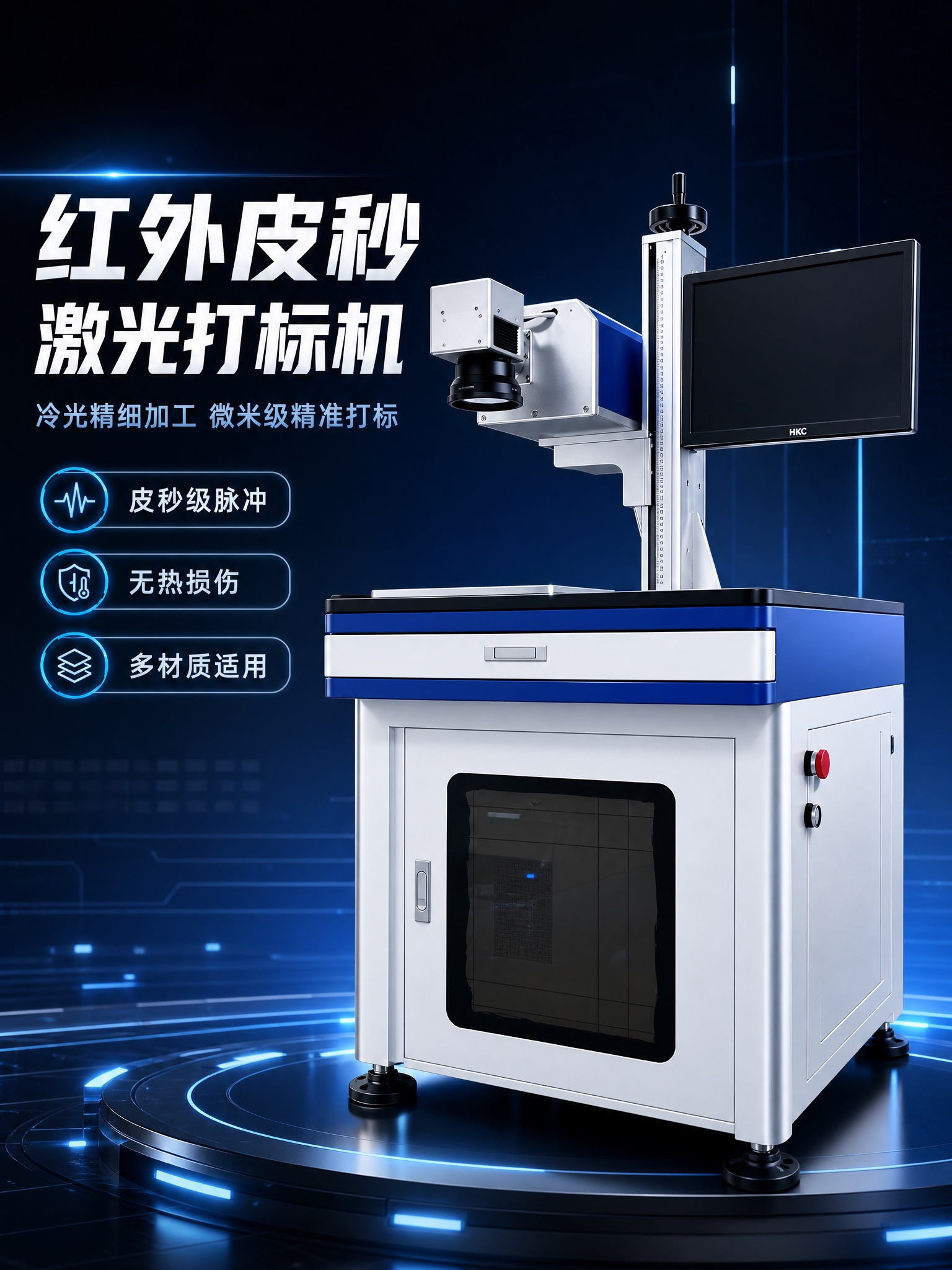 [商品] 使用【图1】红外皮秒激光打标机；保留设备整体结构、蓝… - 图片创意预览