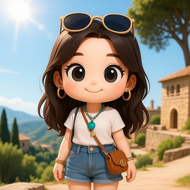 图片中的人物变成3D-chibi风格，大眼睛，可爱