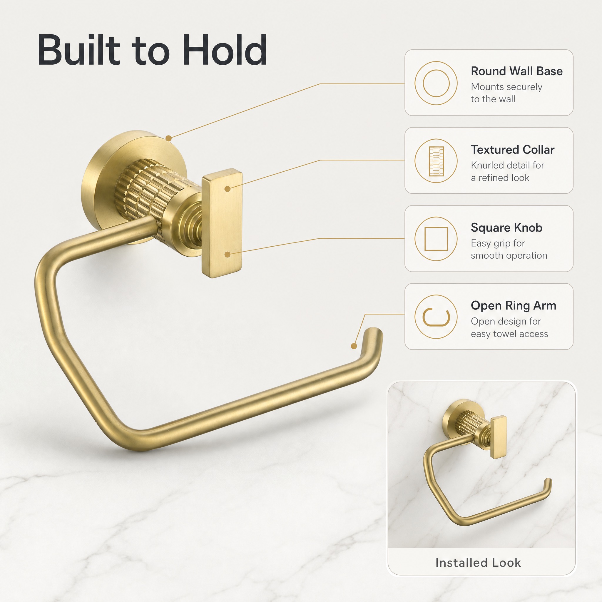 [主图-2] 金色浴室手巾环（Gold Towel Ring）… - 图片创意预览