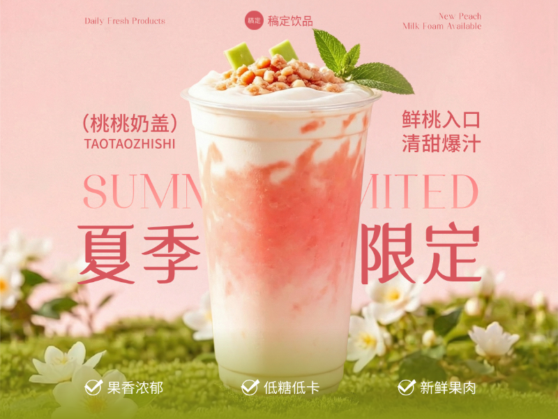 奶茶饮品夏季美团外卖店铺线上装修海报美团店铺头像预览效果