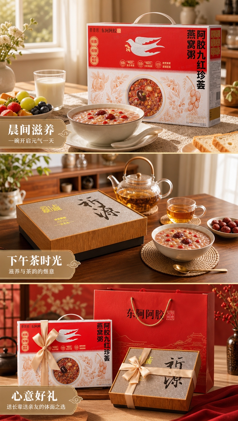 [商品] 使用【图1】阿胶九红珍荟燕窝粥礼盒与云萃上观茶礼礼盒… - 图片创意预览