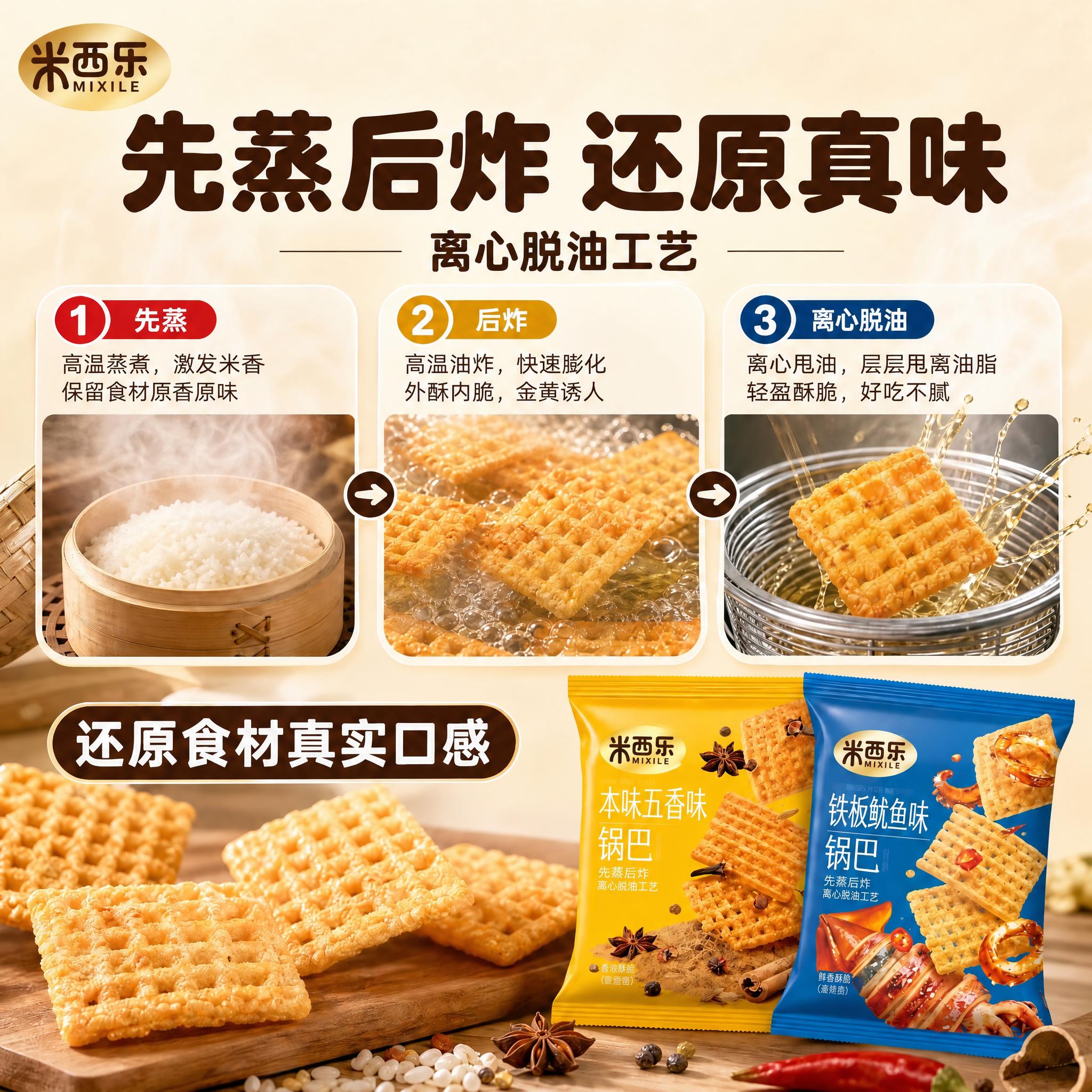 编辑指令：将图片中所有可见品牌名统一改为“米西乐”：包括包装袋… - 图片创意预览