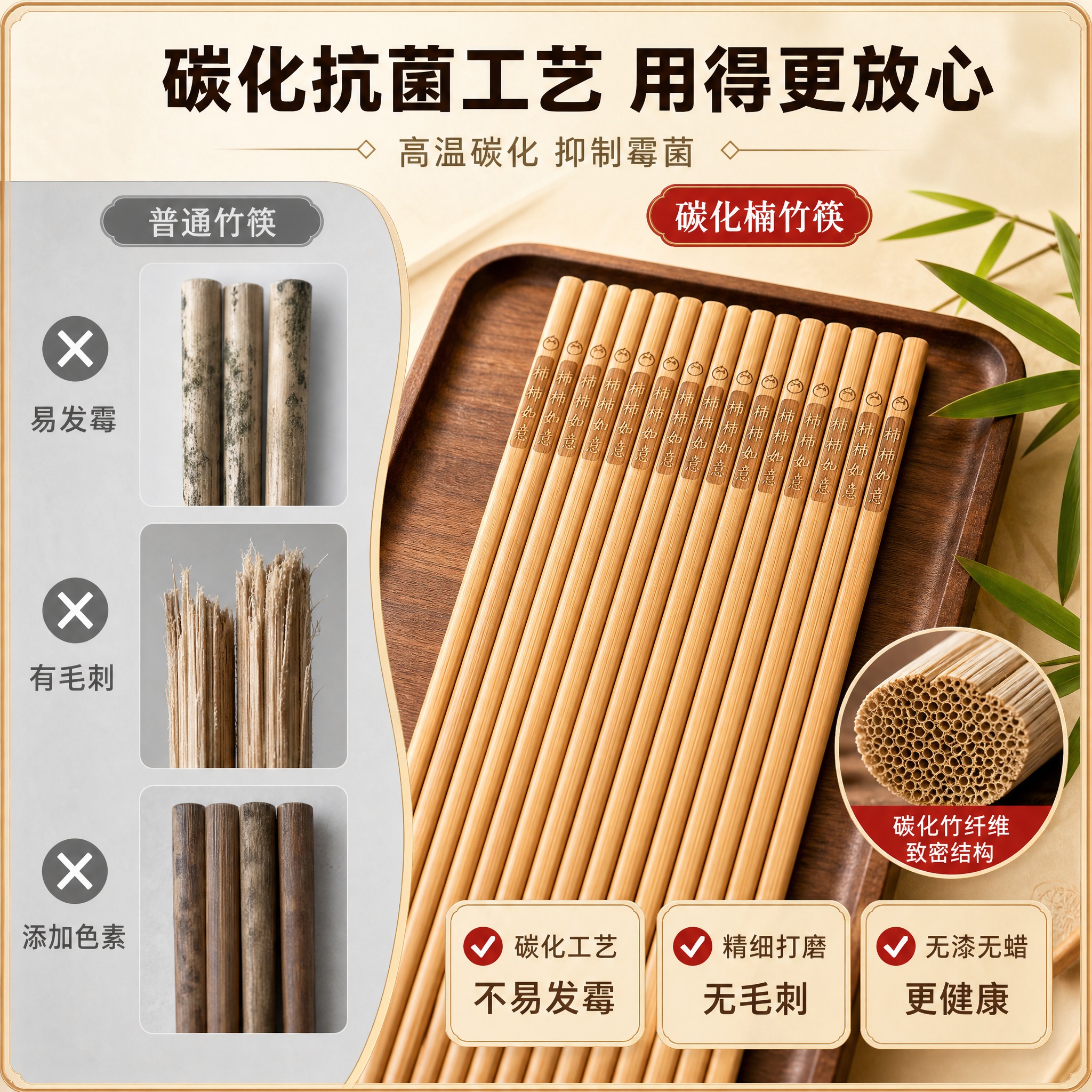 [主图-2] 深碳工艺抗菌卖点图，对比证明品质优势。 [统一基… - 图片创意预览