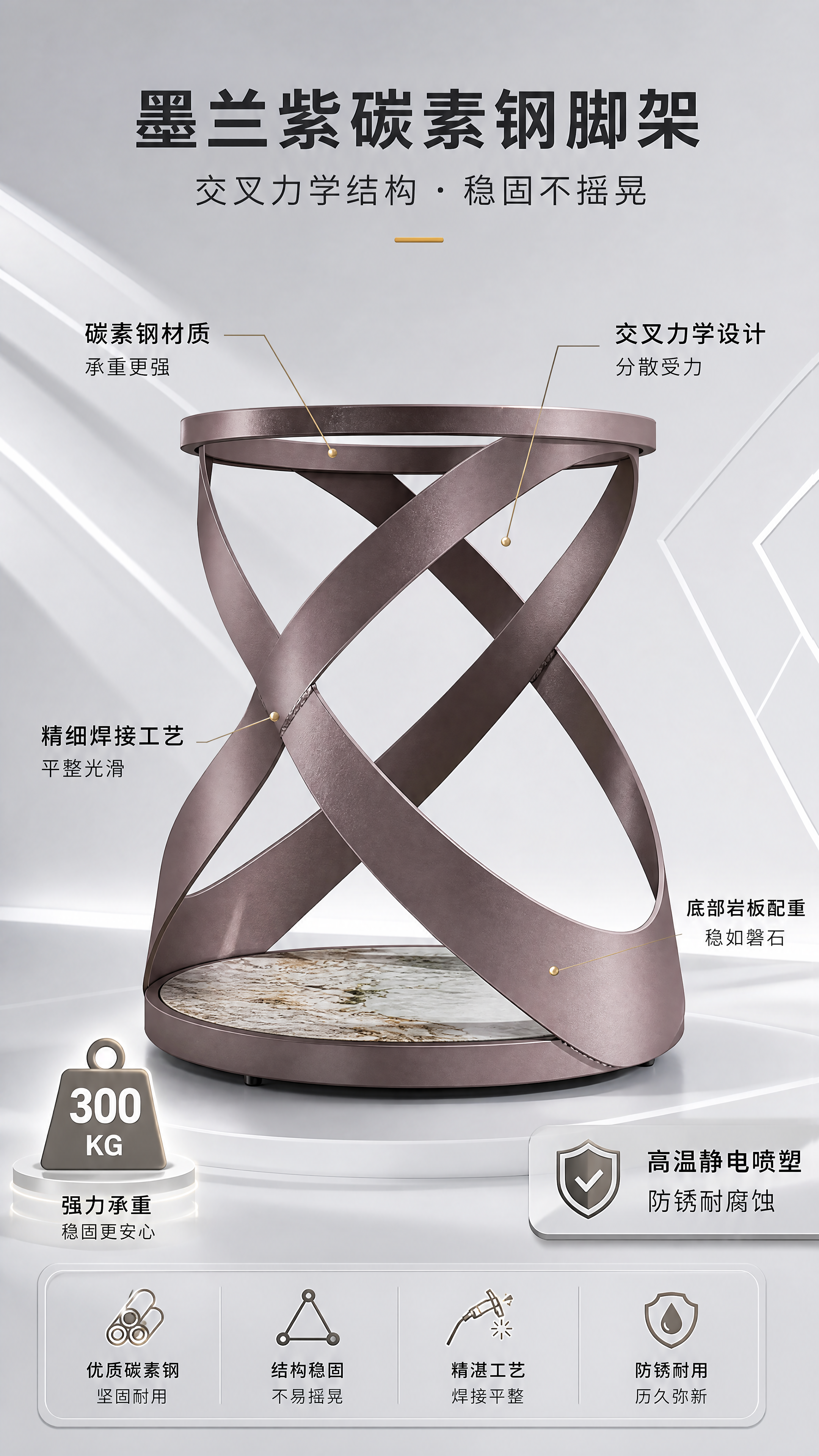 [第4张] 详情页结构工艺-墨兰紫碳素钢交叉脚架结构解析。本张… - 图片创意预览