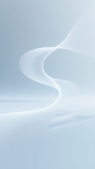 极简主义风格抽象背景，柔和的渐变色调与光滑细腻的材质感，画面中央是流畅弯曲的线条构成的动态波浪形态，具有强烈的视觉引导性和韵律感，整体呈现出宁静、科技感与未来感的氛围，光线从波浪曲线的转折处柔和地反射出来，形成微妙的高光与阴影对比，背景采用大面积的留白设计，简洁而富有空间感，变换为带有细腻网格纹理的磨砂质感，配色调整为清新的淡蓝色与浅灰色渐变，保持原有的极简设计美学和动态线条结构。预览效果