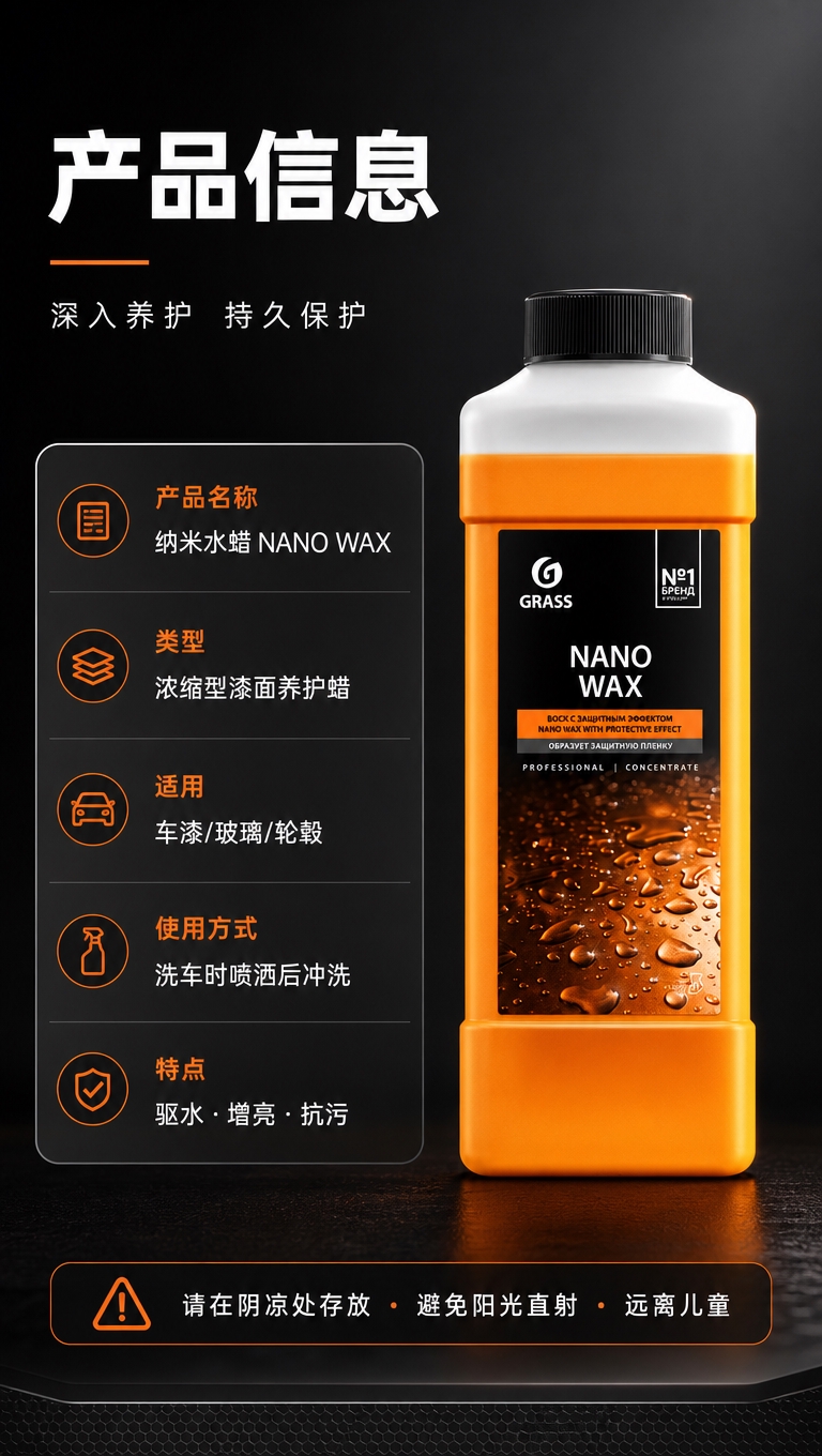[商品] 使用【图1】GRASS纳米水蜡橙色瓶身产品图；保留瓶… - 图片创意预览