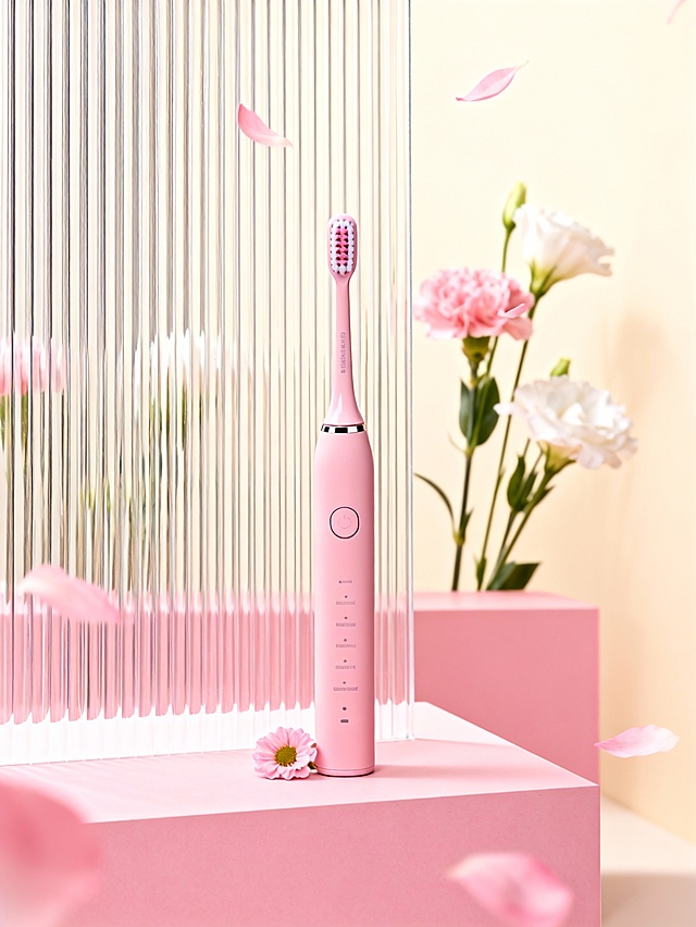 粉嫩色调搭配飘落花瓣，营造甜蜜浪漫氛围，3D渲染结合轻拟物设计，展现清新柔和的时尚美感。